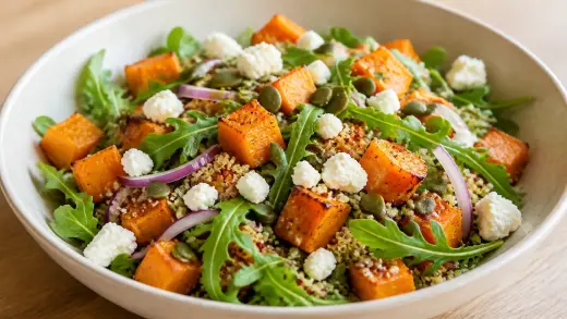 Quinoa salát s pečenou dýní a fetou