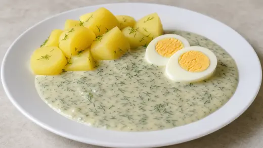 Koprová omáčka s vejcem a bramborem