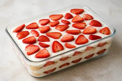 Nepečené jahodové tiramisu s mascarpone